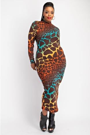 Animal Print Fitted Dress