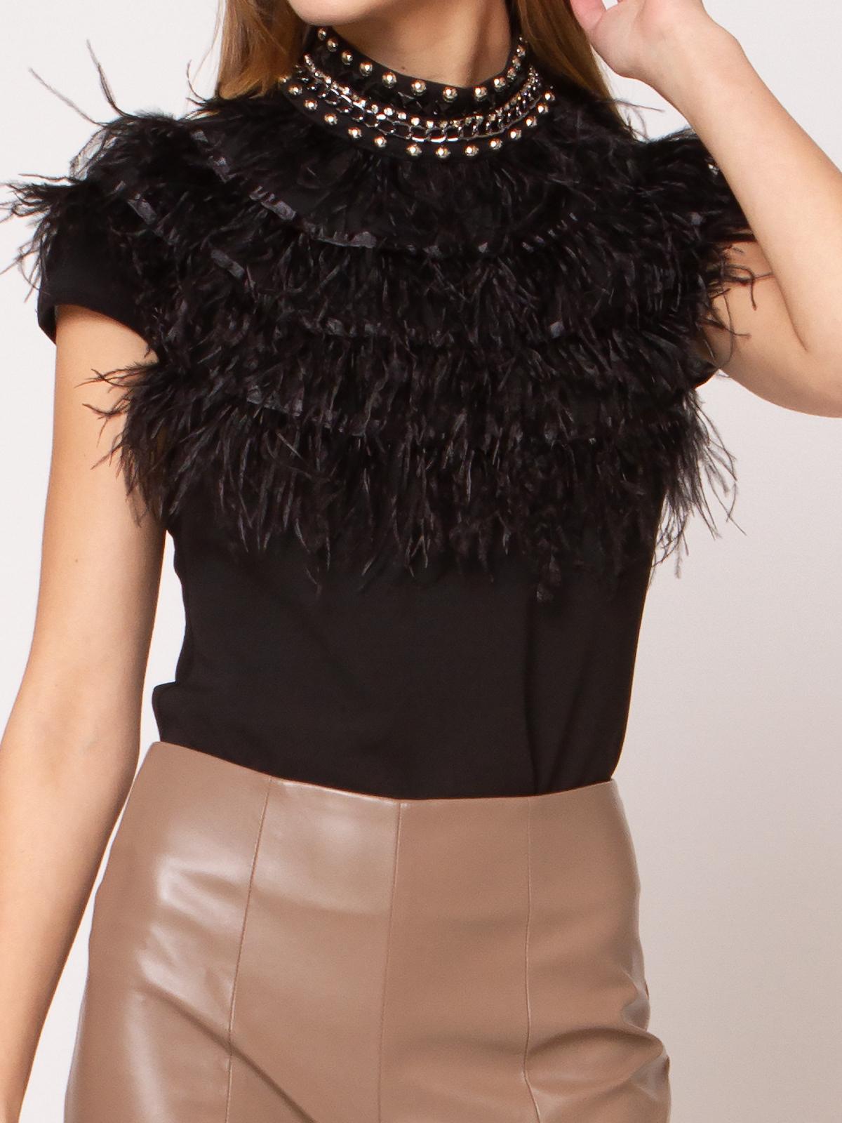 Feathered Accented Rhinestone Top