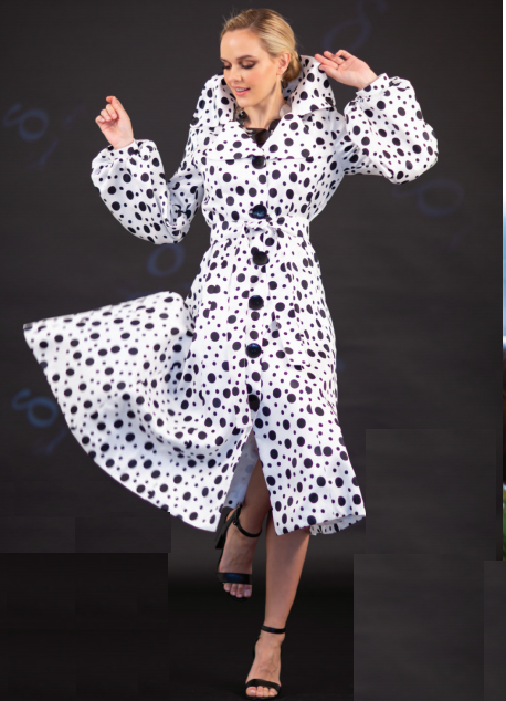 Print Dots Bubble Coat-Dress