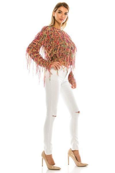 Multicolored Crop Sweater